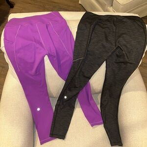 lululemon athletica Purple and Charcoal Leggings
